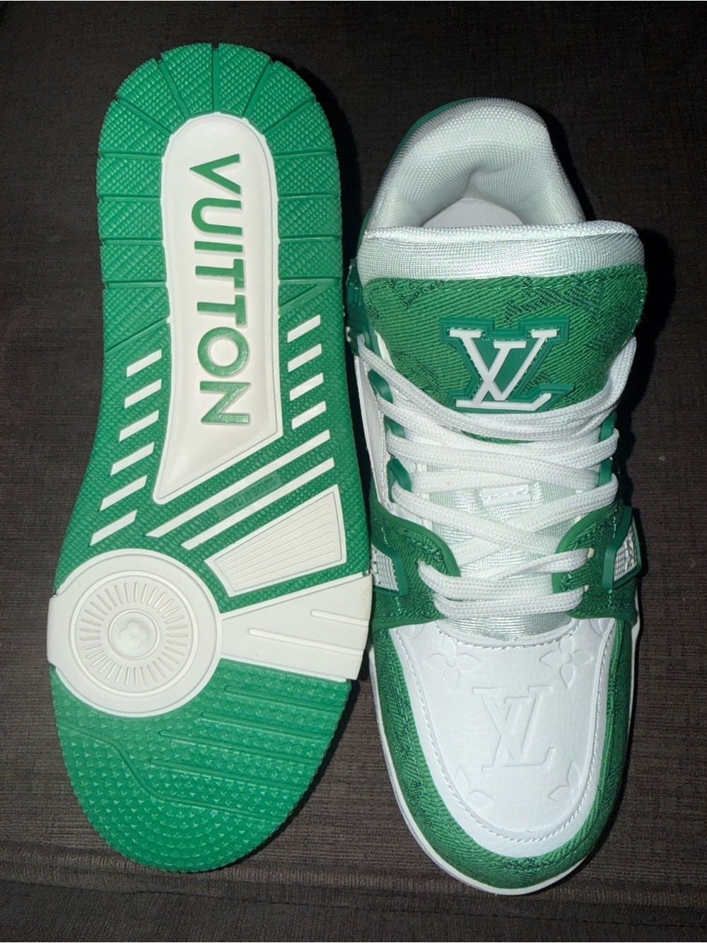 Louis Vuitton Men’s Green & White Low-Top Sneakers